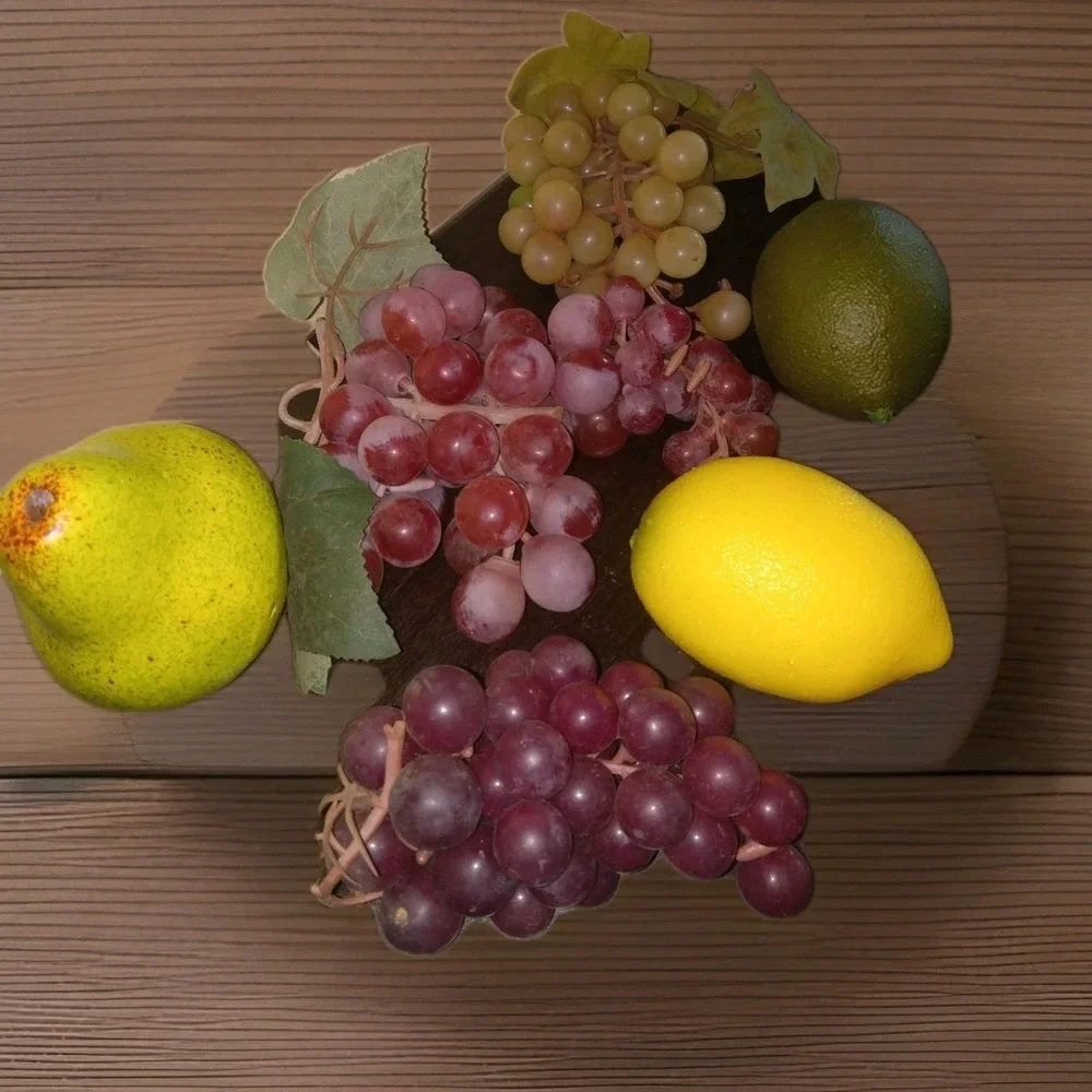 Artificial Fruit Lifelike Fake Grapes Pear Lime Lemon Faux‎ Decor Fall Autumn